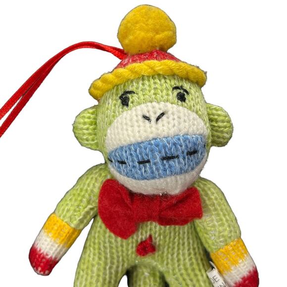 Vintage 90's 1997 Christmas Ornament Sock Monkey Collectible 4" Green Red Blue Y - Picture 3 of 14